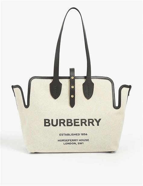 burberry logo-print cotton-canvas tote bag